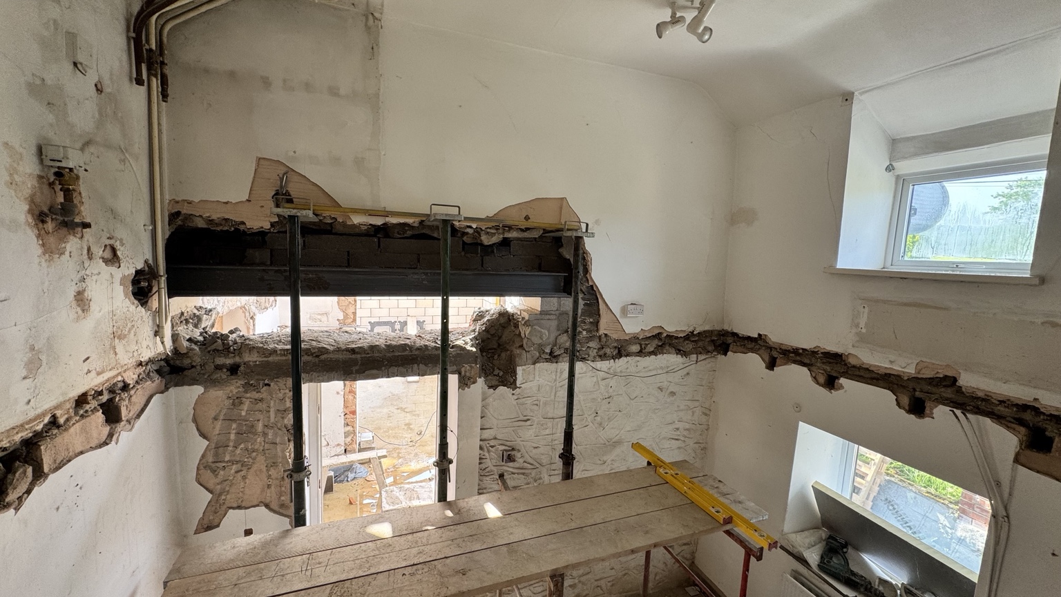 Large structural opening formed inside the cottage