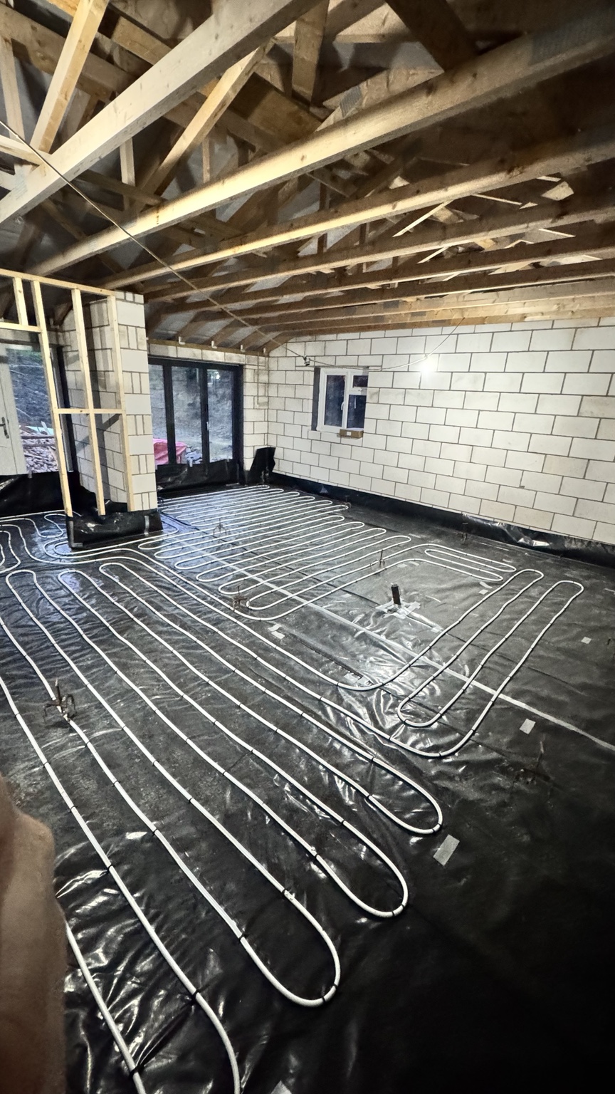 Underfloor heating installed throughout the ground floor
