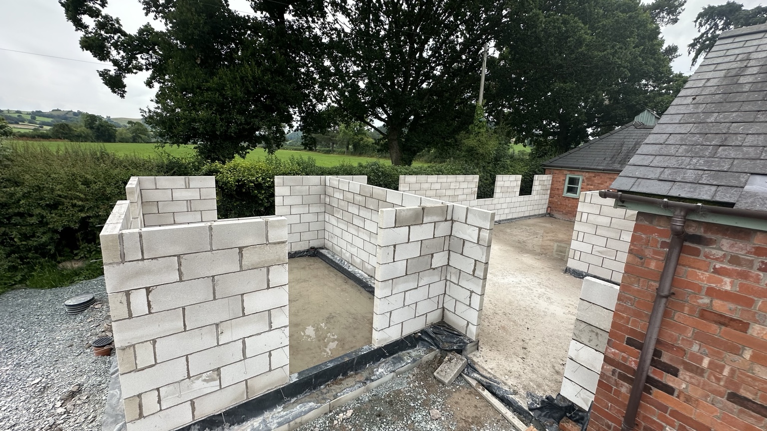 Early blockwork taking shape on the Llanfechain extension