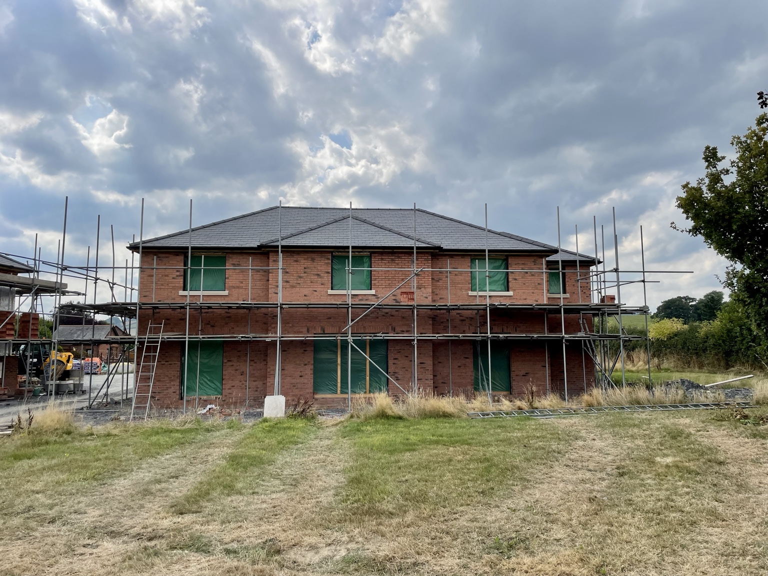Rear elevation brickwork with scaffold in place